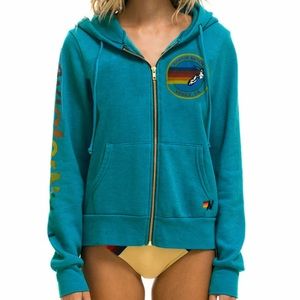 Aviator Nation Teal Zip-up Hoodie (Unisex)